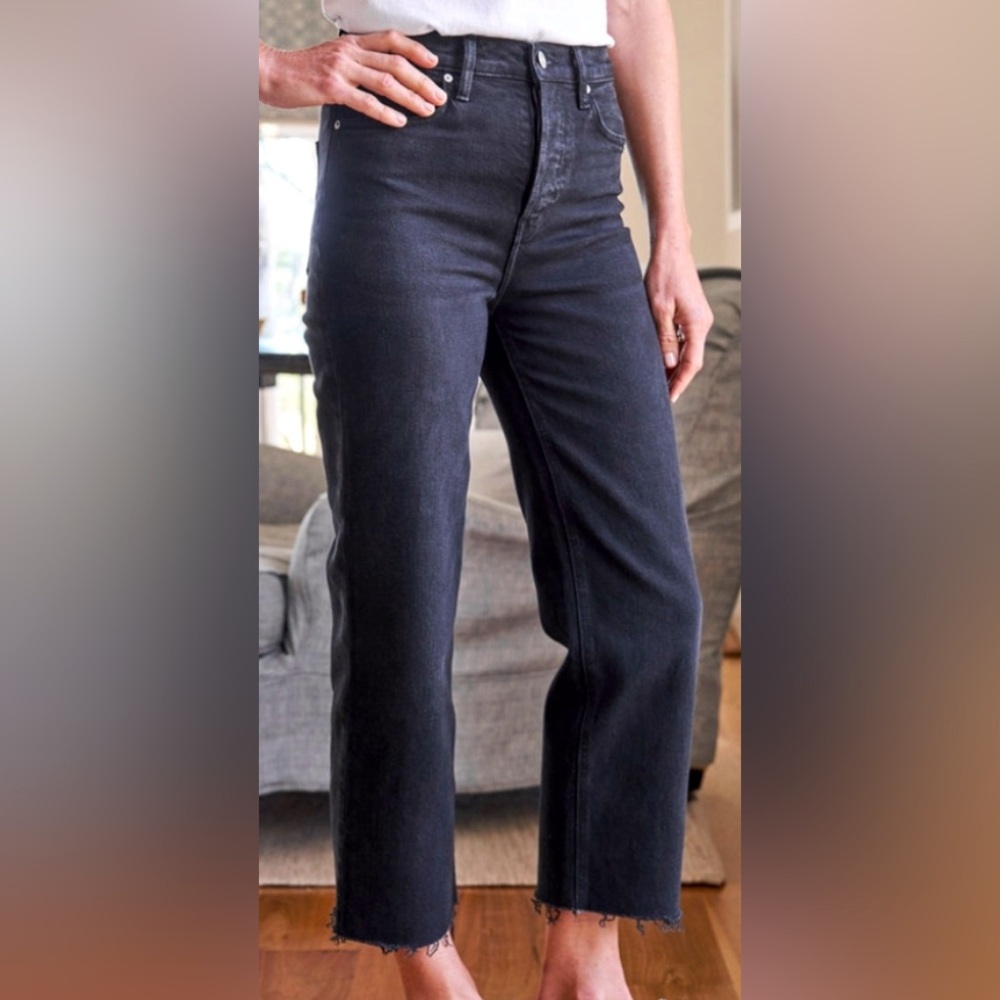 Frank & Eileen Monaghan High Waist Raw Hem Crop Jeans Black 27 NWOT